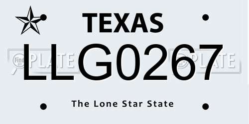 LLG0267 Texas License Plate