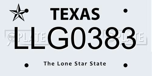 LLG0383 Texas License Plate