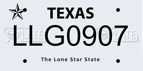 LLG0907 Texas License Plate