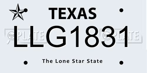 LLG1831 Texas License Plate