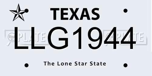 LLG1944 Texas License Plate