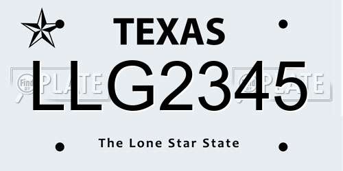 LLG2345 Texas License Plate