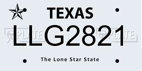 LLG2821 Texas License Plate