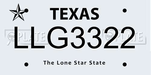 LLG3322 Texas License Plate