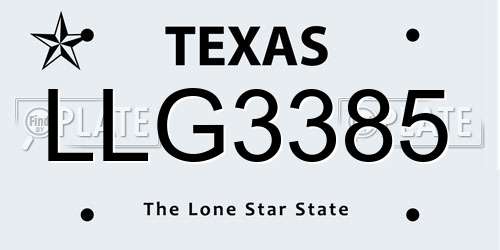 LLG3385 Texas License Plate