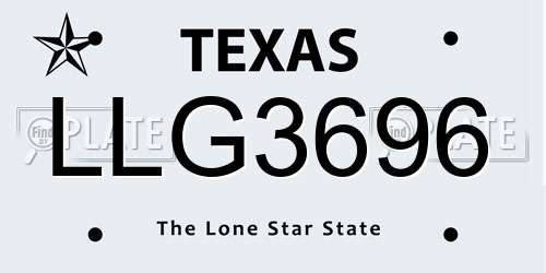 LLG3696 Texas License Plate