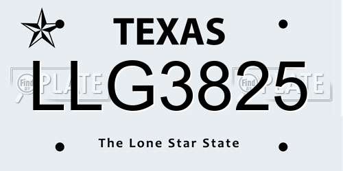 LLG3825 Texas License Plate