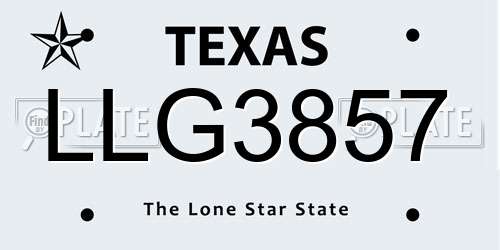 LLG3857 Texas License Plate