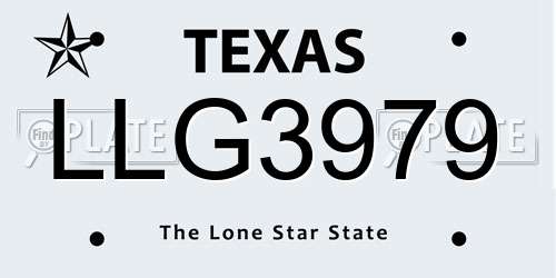 LLG3979 Texas License Plate