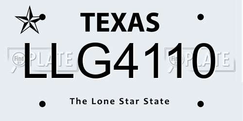 LLG4110 Texas License Plate