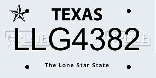 LLG4382 Texas License Plate