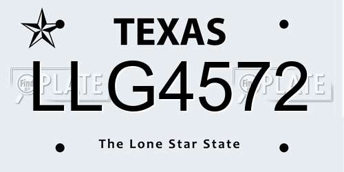 LLG4572 Texas License Plate