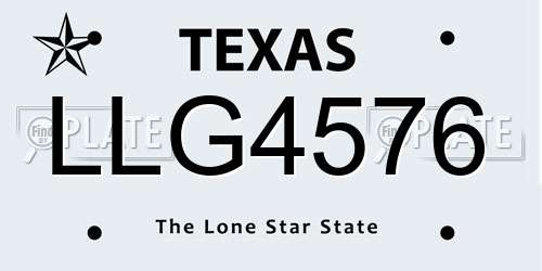 LLG4576 Texas License Plate