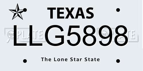 LLG5898 Texas License Plate