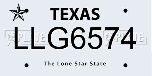 LLG6574 Texas License Plate