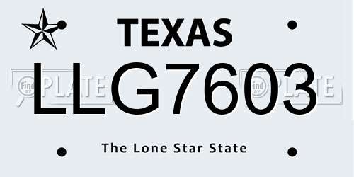 LLG7603 Texas License Plate