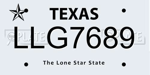 LLG7689 Texas License Plate