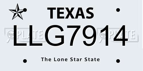 LLG7914 Texas License Plate