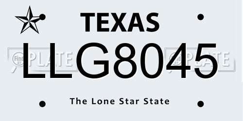 LLG8045 Texas License Plate