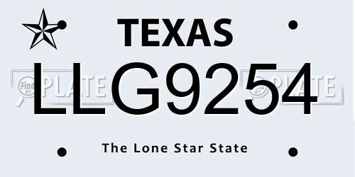 LLG9254 Texas License Plate