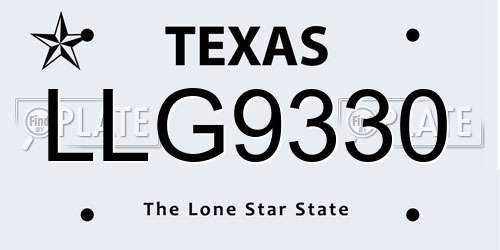 LLG9330 Texas License Plate