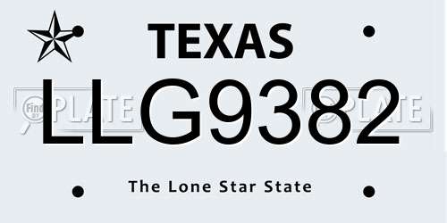 LLG9382 Texas License Plate