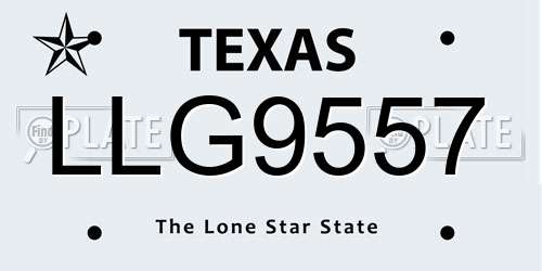 LLG9557 Texas License Plate