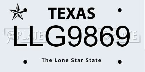 LLG9869 Texas License Plate