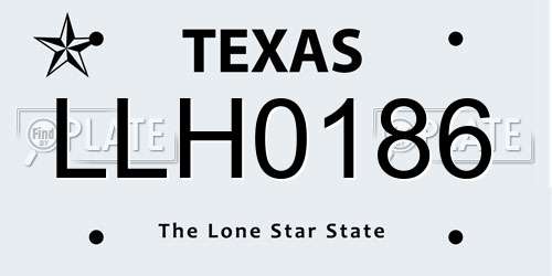 LLH0186 Texas License Plate