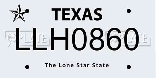 LLH0860 Texas License Plate