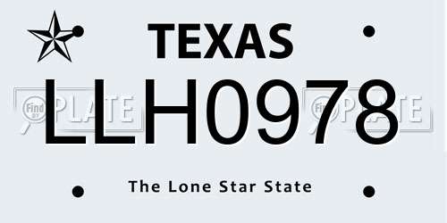 LLH0978 Texas License Plate