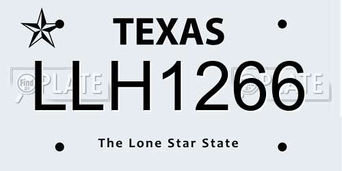 LLH1266 Texas License Plate