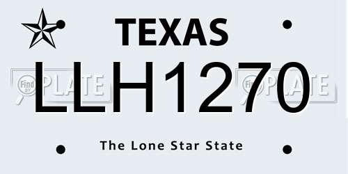 LLH1270 Texas License Plate