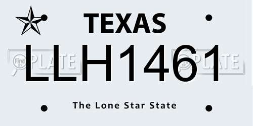 LLH1461 Texas License Plate