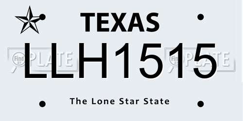 LLH1515 Texas License Plate