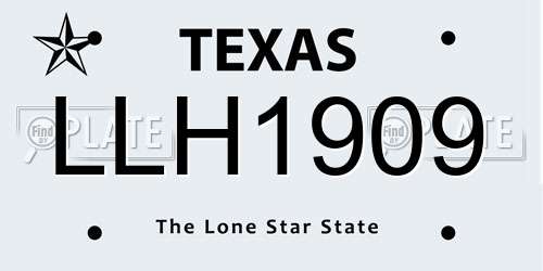 LLH1909 Texas License Plate