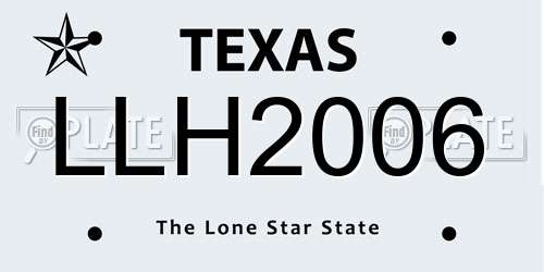 LLH2006 Texas License Plate