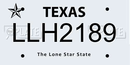 LLH2189 Texas License Plate