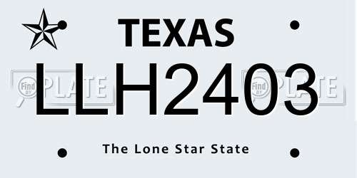 LLH2403 Texas License Plate