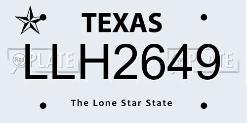 LLH2649 Texas License Plate