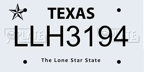 LLH3194 Texas License Plate