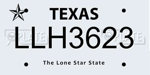 LLH3623 Texas License Plate