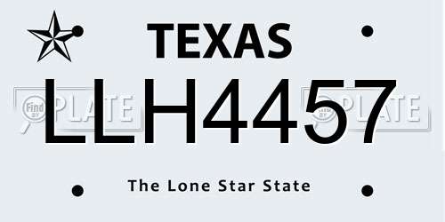 LLH4457 Texas License Plate