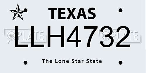 LLH4732 Texas License Plate