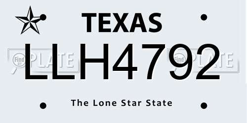 LLH4792 Texas License Plate