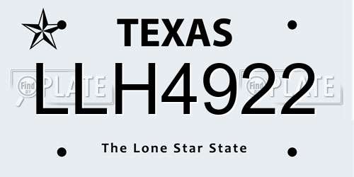 LLH4922 Texas License Plate