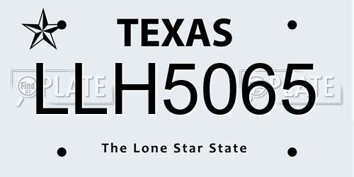 LLH5065 Texas License Plate
