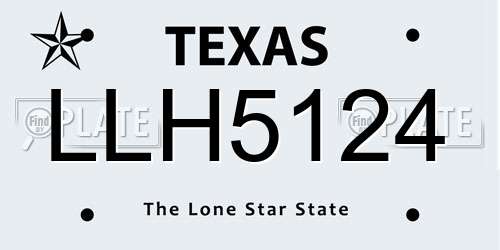 LLH5124 Texas License Plate