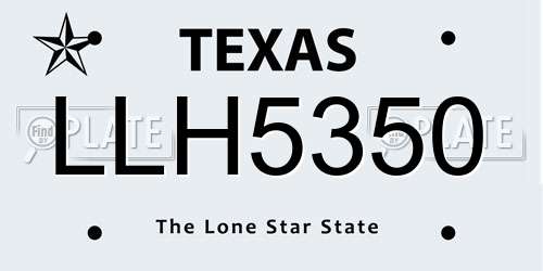 LLH5350 Texas License Plate