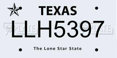 LLH5397 Texas License Plate